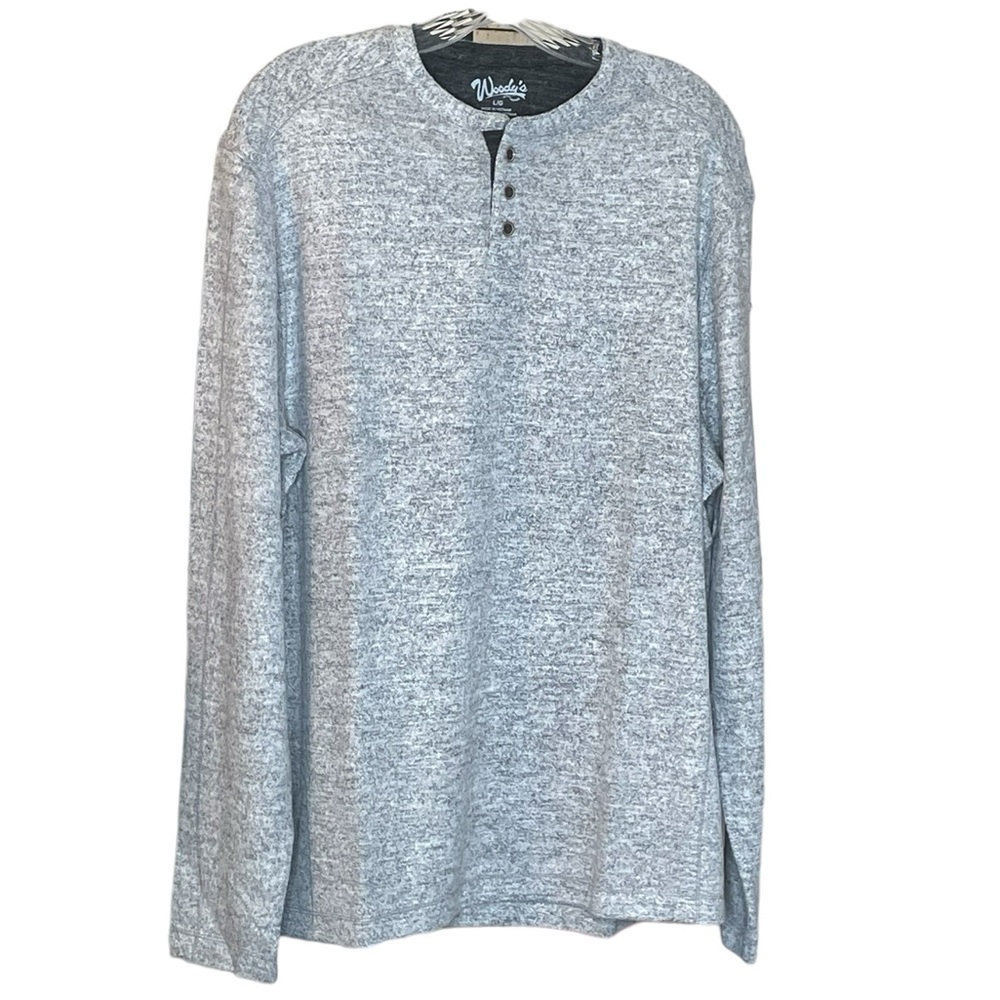 Woody’s Retro Lounge Heathered Light Gray Henley, Sizes‎ L/XL Available, …